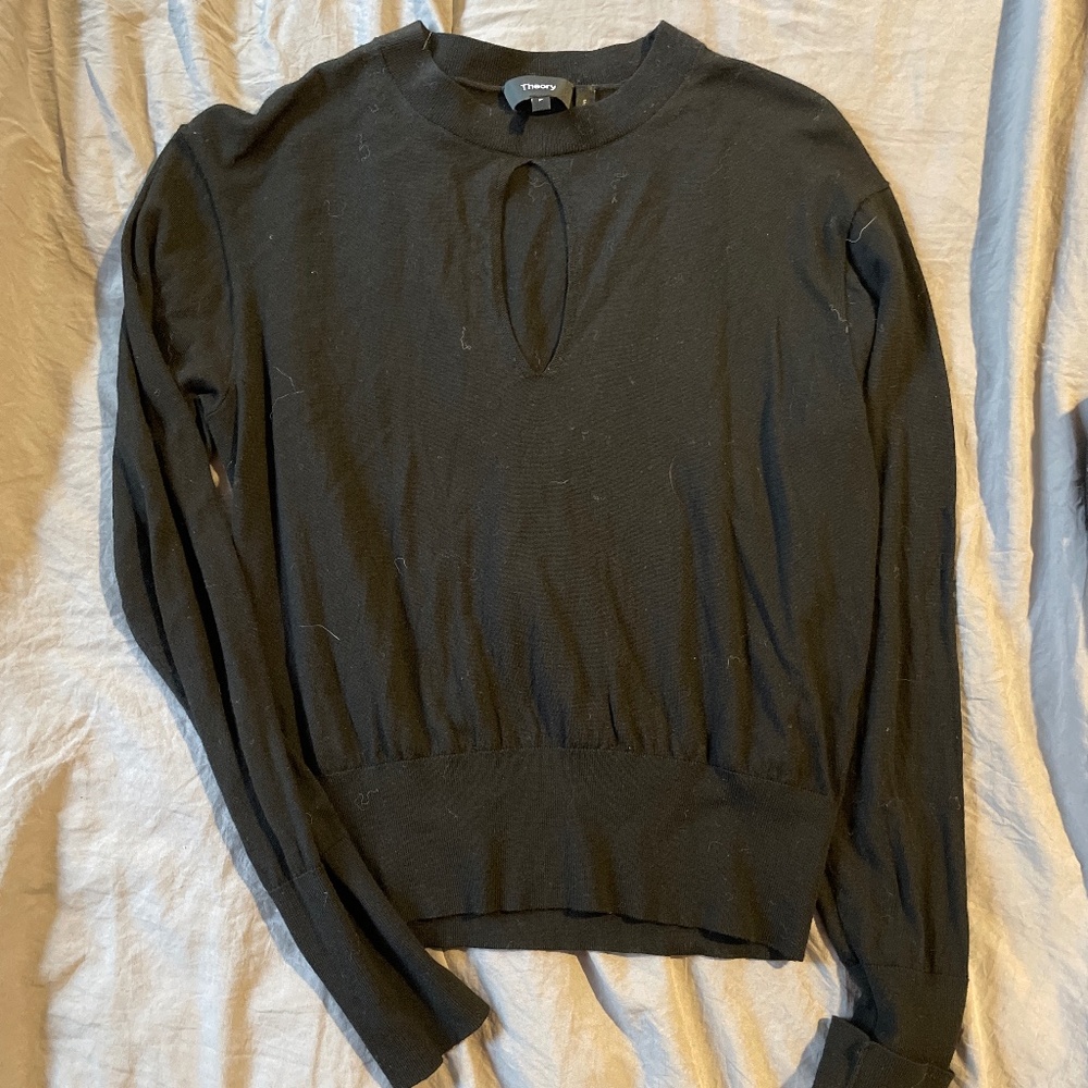 Theory Black keyhole sweater
